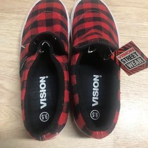 Vintage Vision Street Wear Red Plaid Skate Shoe